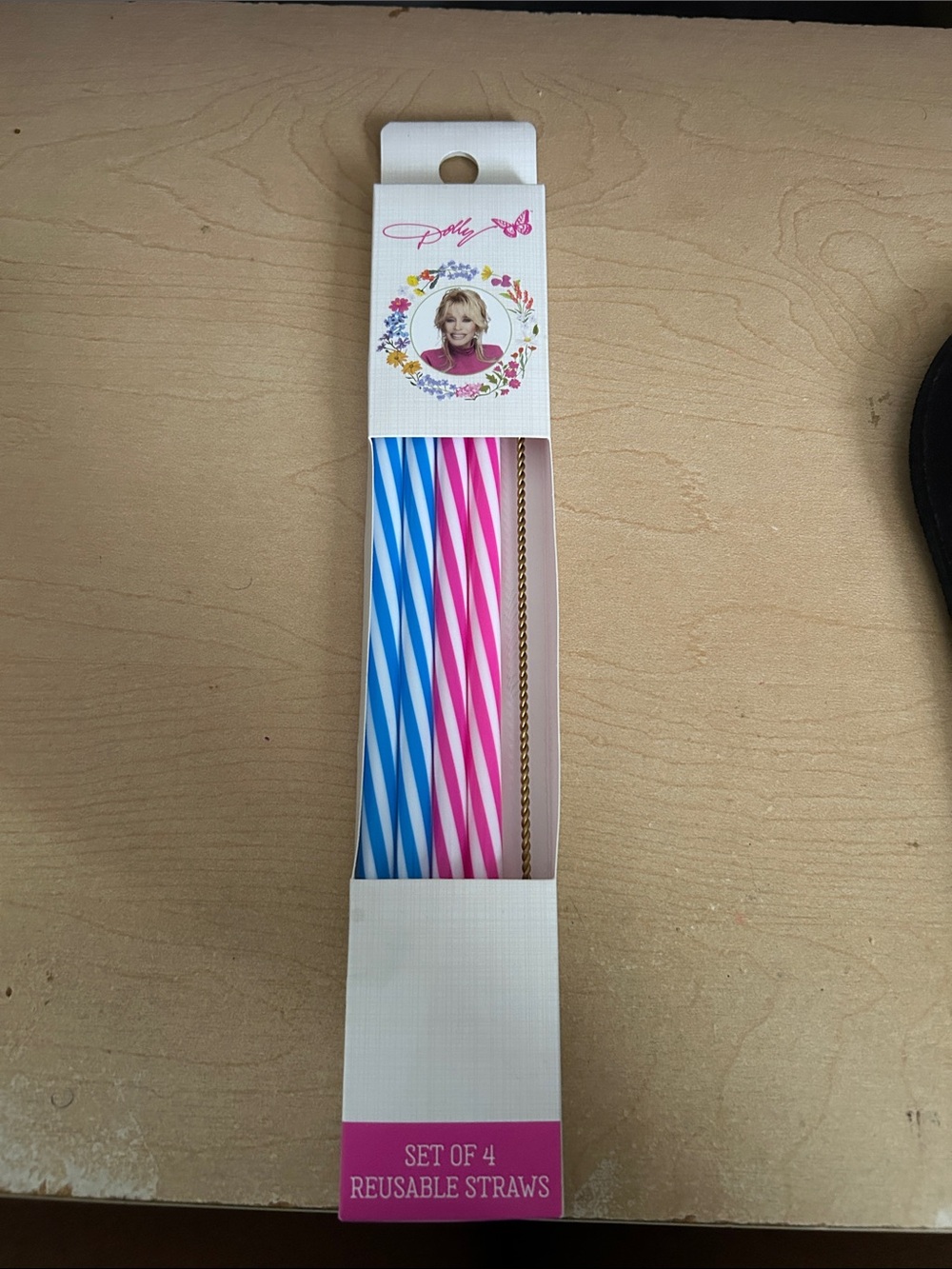 Dolly Parton-Home goods Reusable Drinking Straws - Blue & Pink Set of 4
